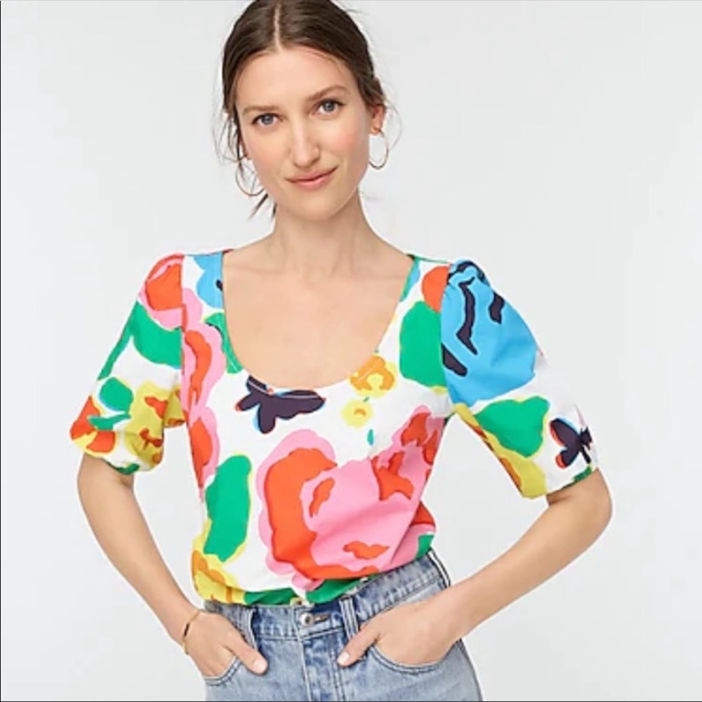 J. Crew Vibrant Colorful Floral Top